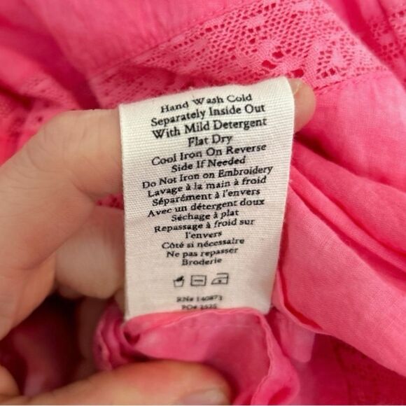 LoveShackFancy Hot Pink Tie Dye Ruffle Mini Skirt, Size Large - Picture 6 of 9